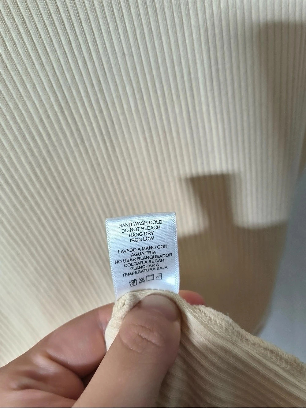 Love Tree M Cream Ribbed Ruched Button Front Bodycon Mini Dress - Picture 4 of 5